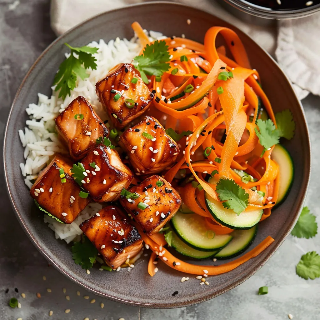 Petites bouchées de saumon laqué