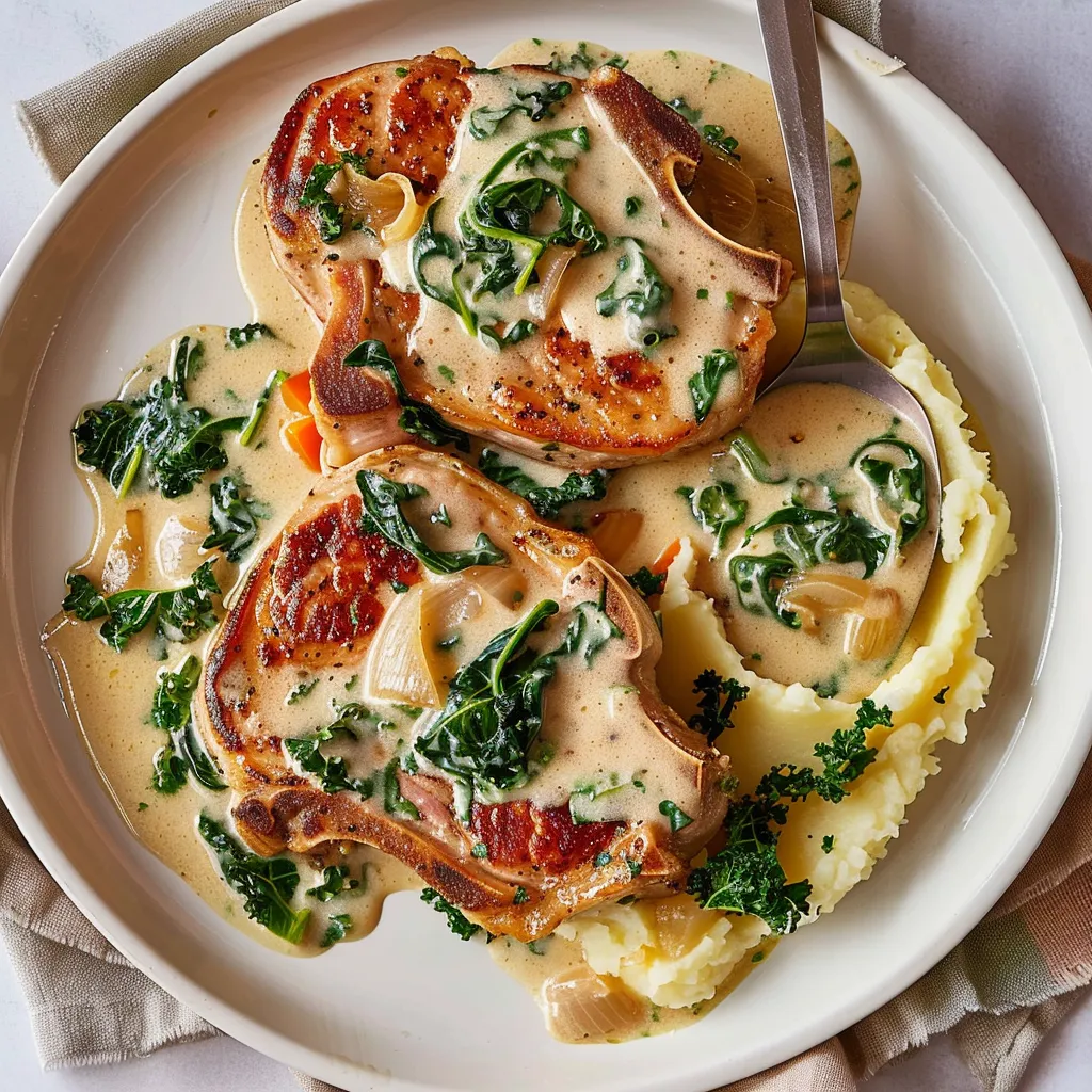 Porc avec kale et sauce crémeuse