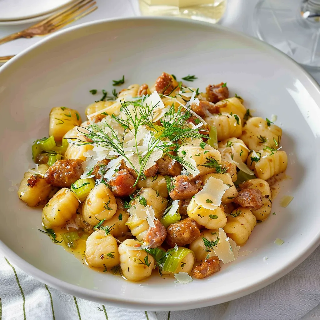 Délicieux gnocchis poireaux saucisse