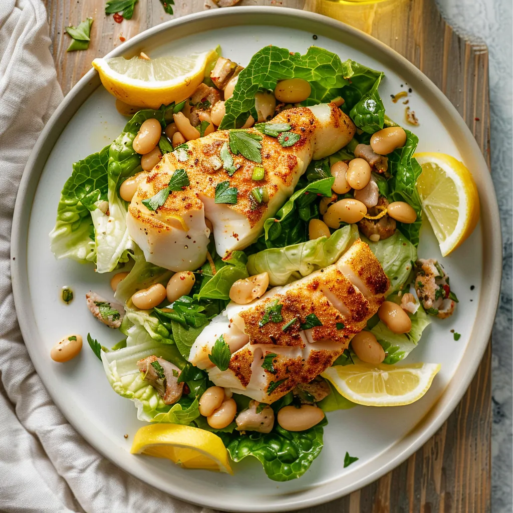 Aiglefin tiède avec haricots