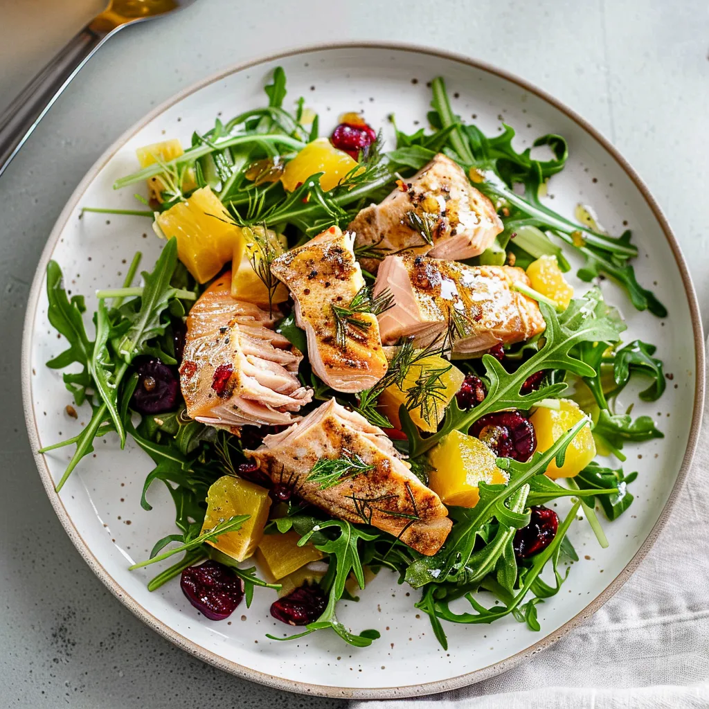 Roquette truite et betteraves jaunes