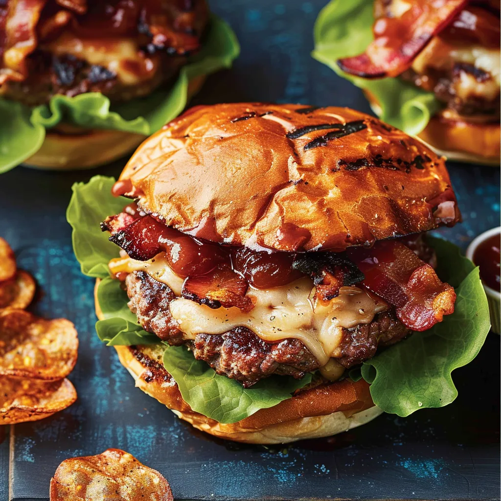 Burgers extra avec fromage fondant et bacon