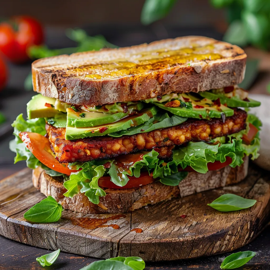 Sandwich au tempeh et légumes