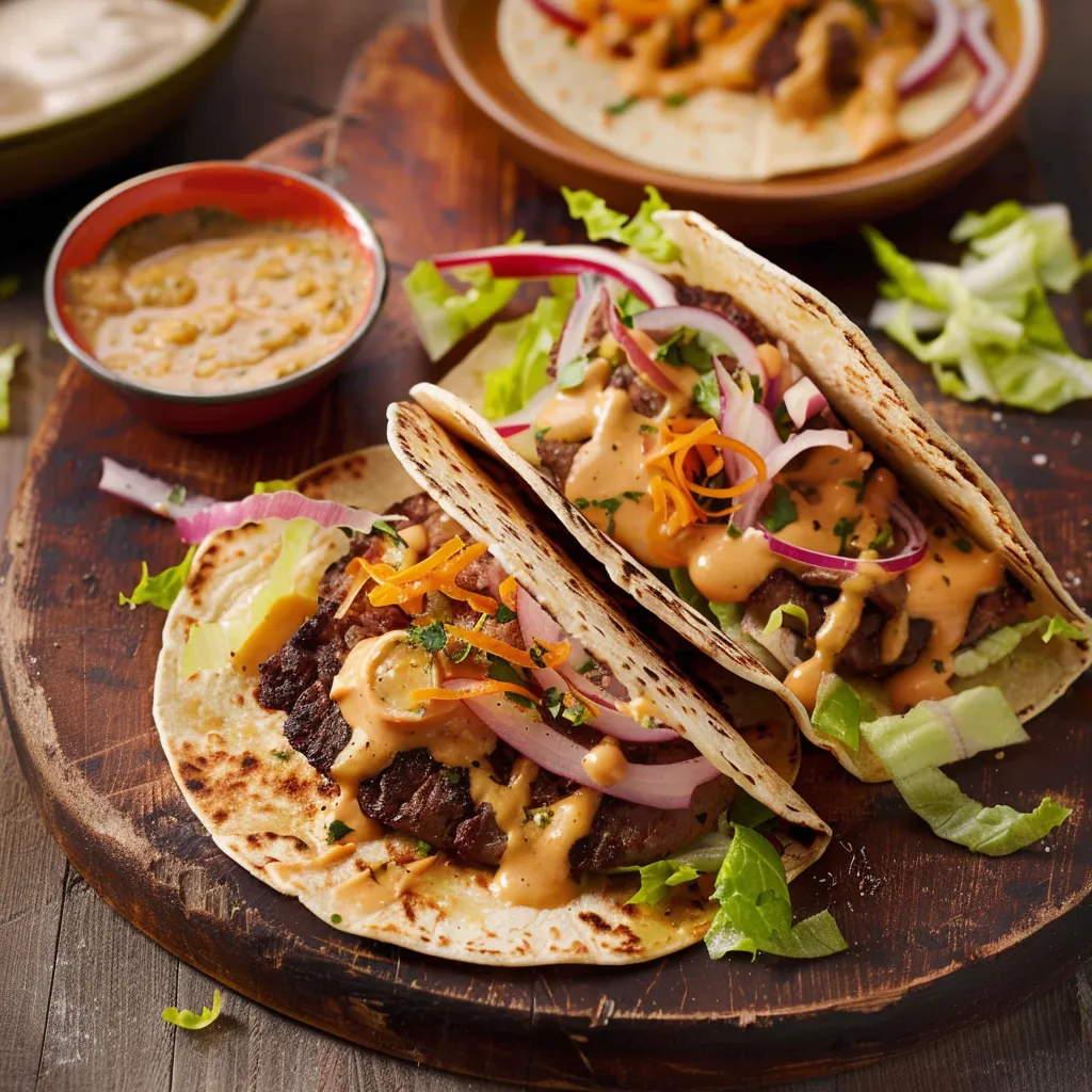 Tacos avec fromage et sauce délicieuse