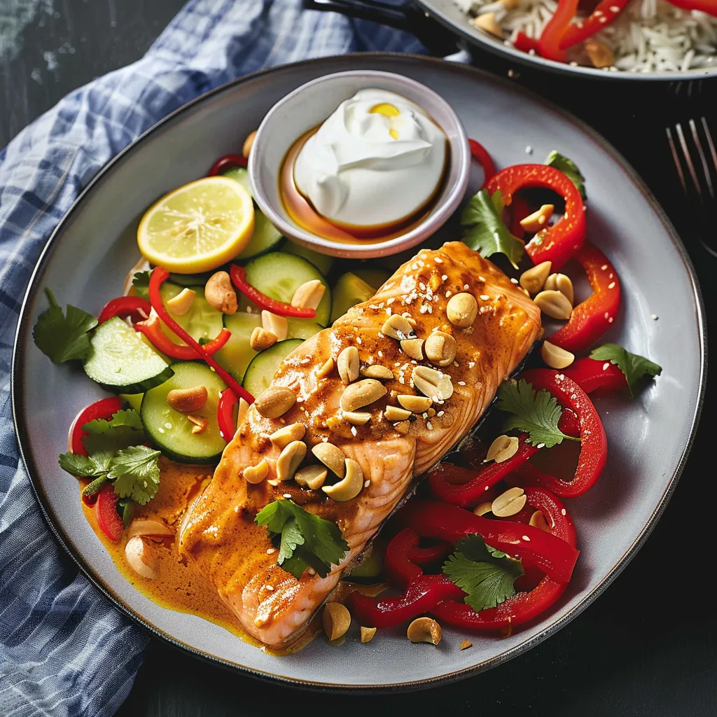 Délicieux saumon au curry rouge épicé