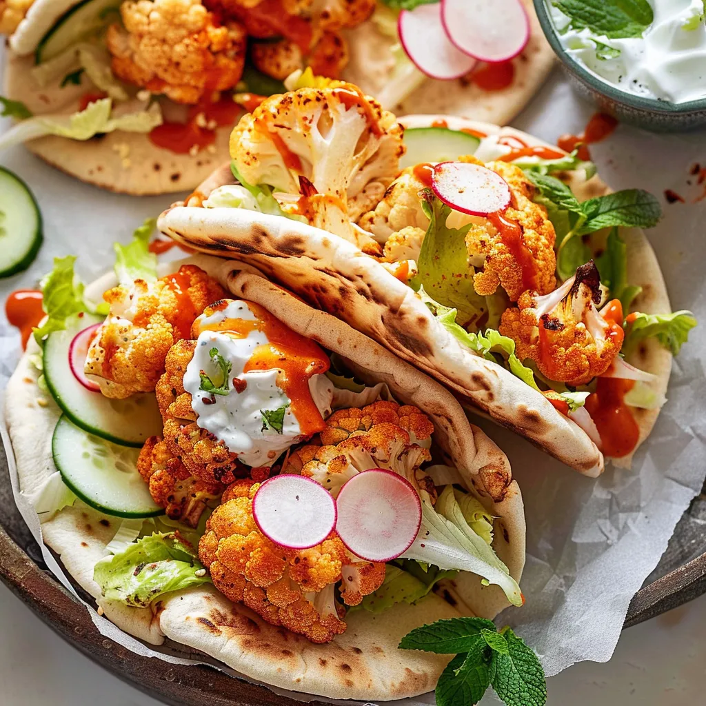 Dégustez de savoureux pitas au chou-fleur Buffalo