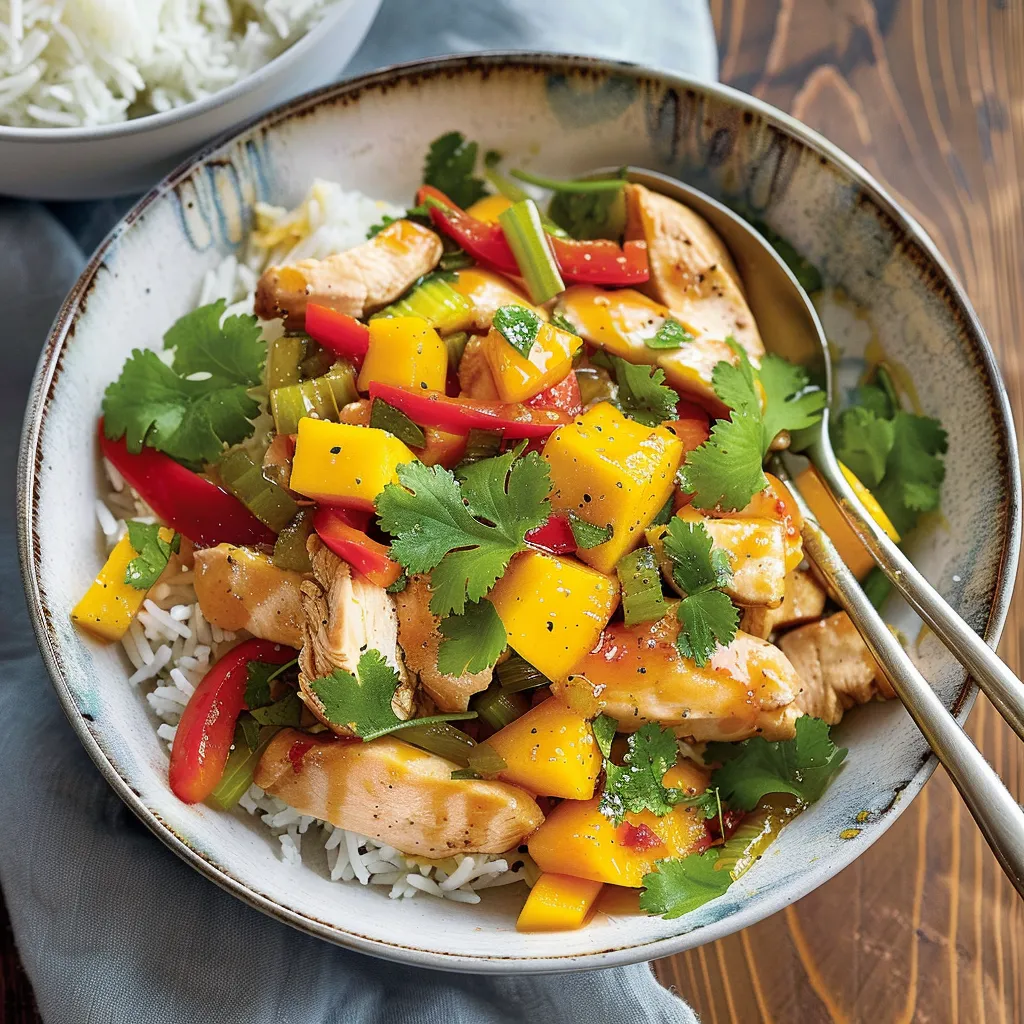Plat poulet poivron mangue - Un vrai feu d’artifice en bouche