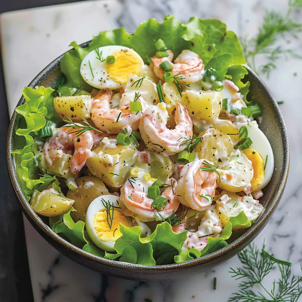 Pommes et crevettes salade fraîche