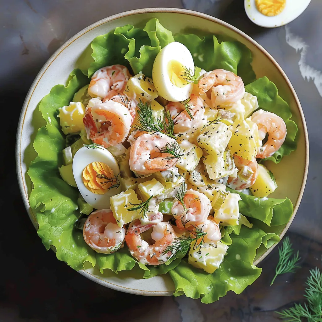 Salade fraîche ultra fraîche aux pommes de terre et crevettes nordiques