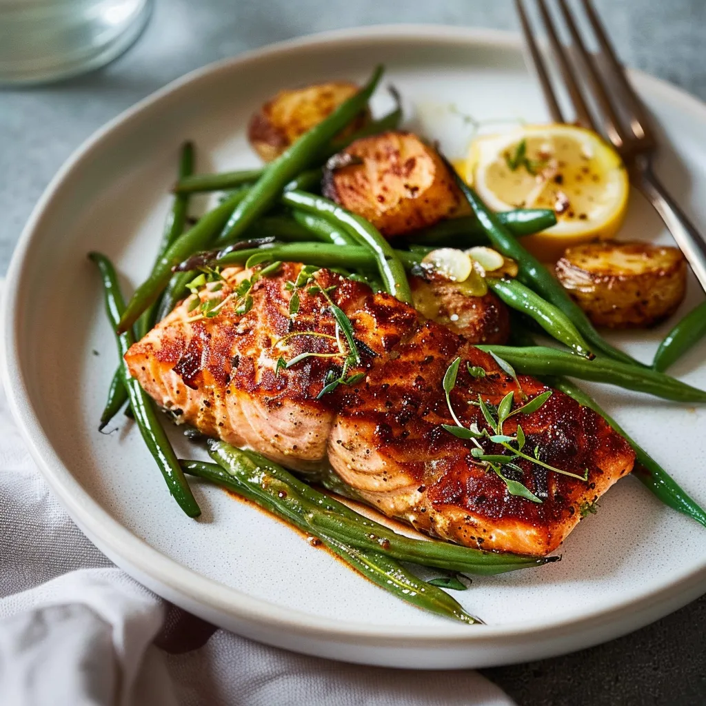 Saumon avec salade tiède