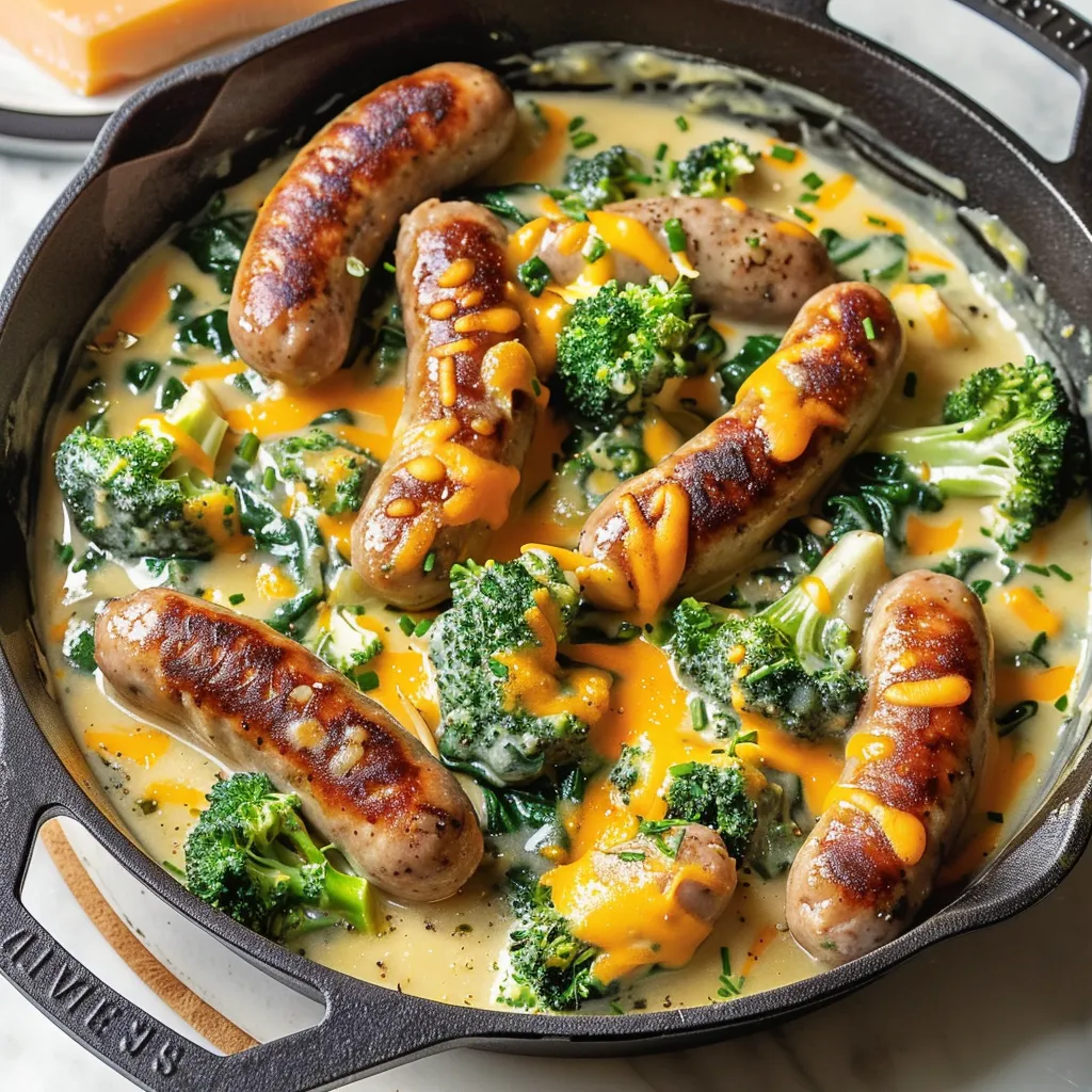 Savoureuses saucisses avec brocoli et cheddar