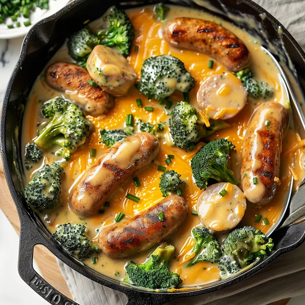 Gratin saucisse brocoli au cheddar fondant