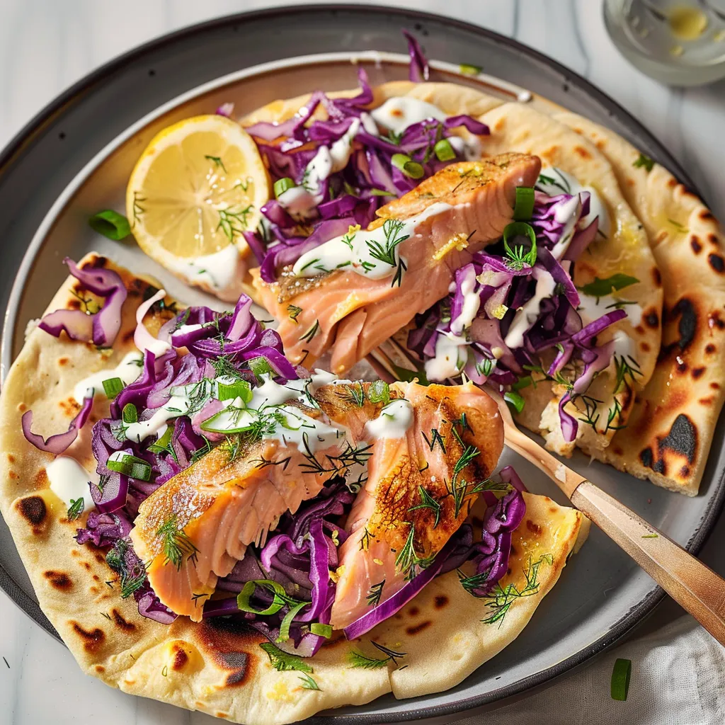 Truite chou rouge naans