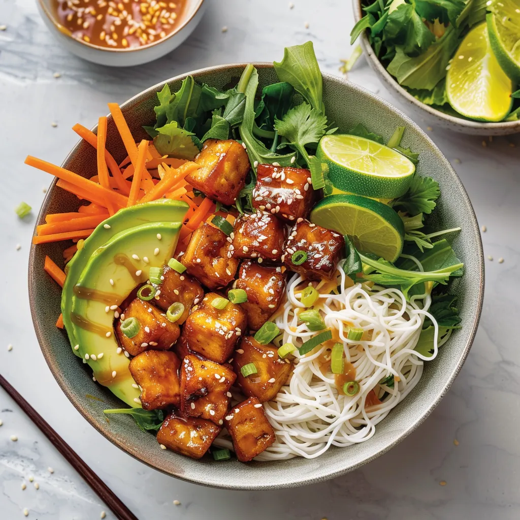 Tofu laqué et légumes
