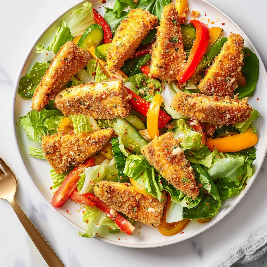 Tofu croquant et salade fraîche