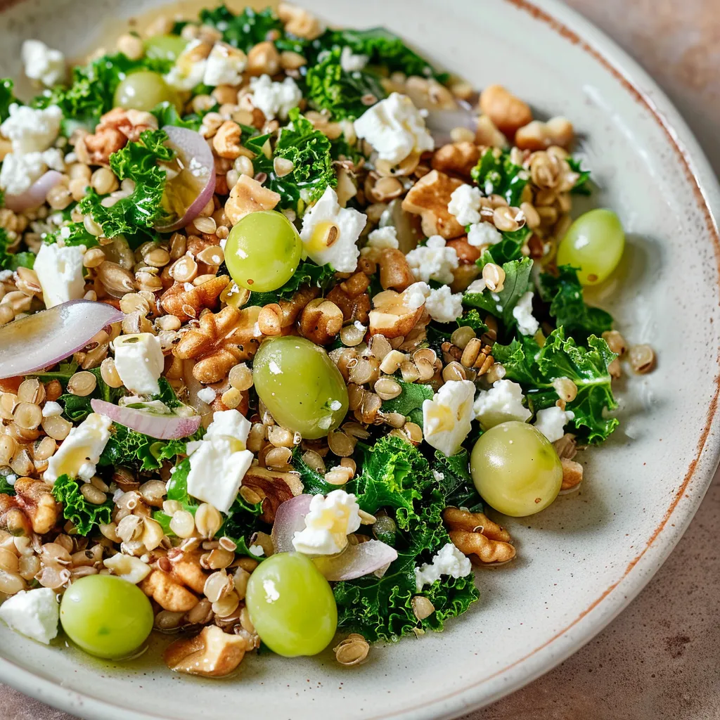 Blé, kale et raisins