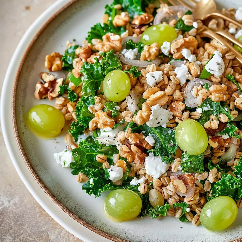 Salade blé kale raisins verts