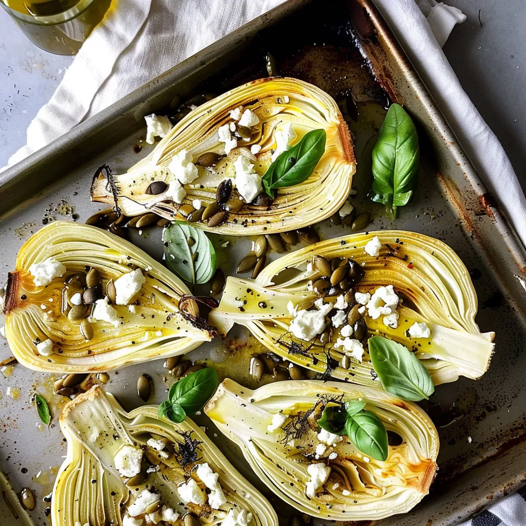 Fenouil rôti, feta et citron