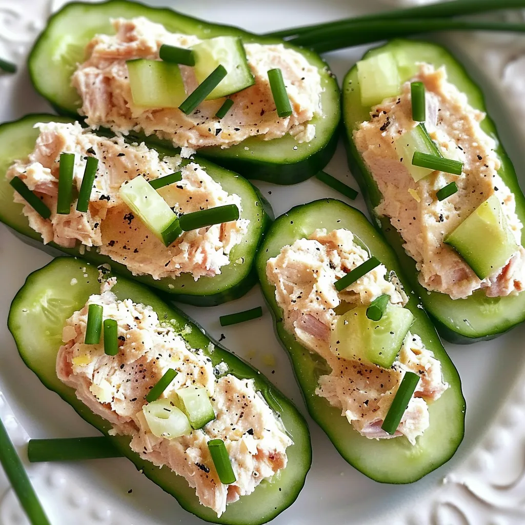 Concombres frais garnis de thon et citron