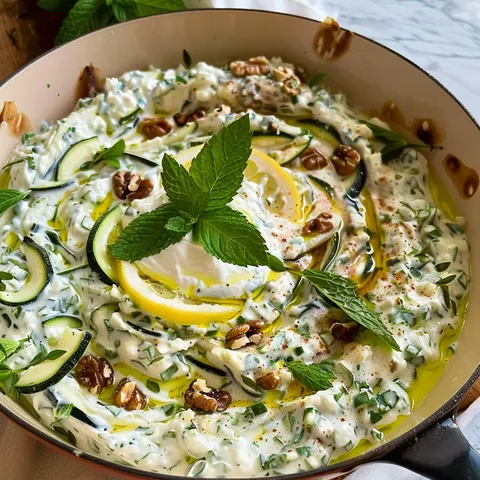Yaourt et courgettes croquantes