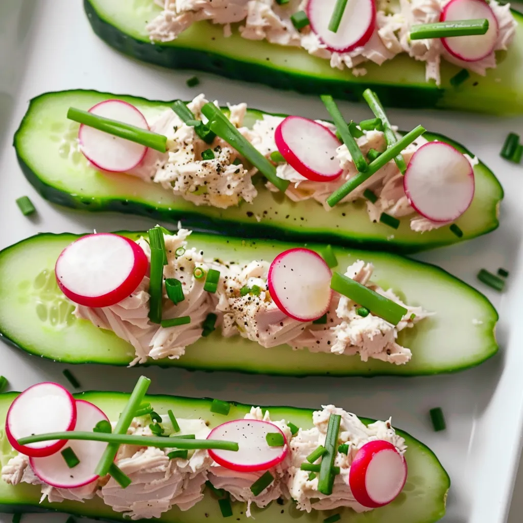 Barquettes de concombre au thon et fromage frais