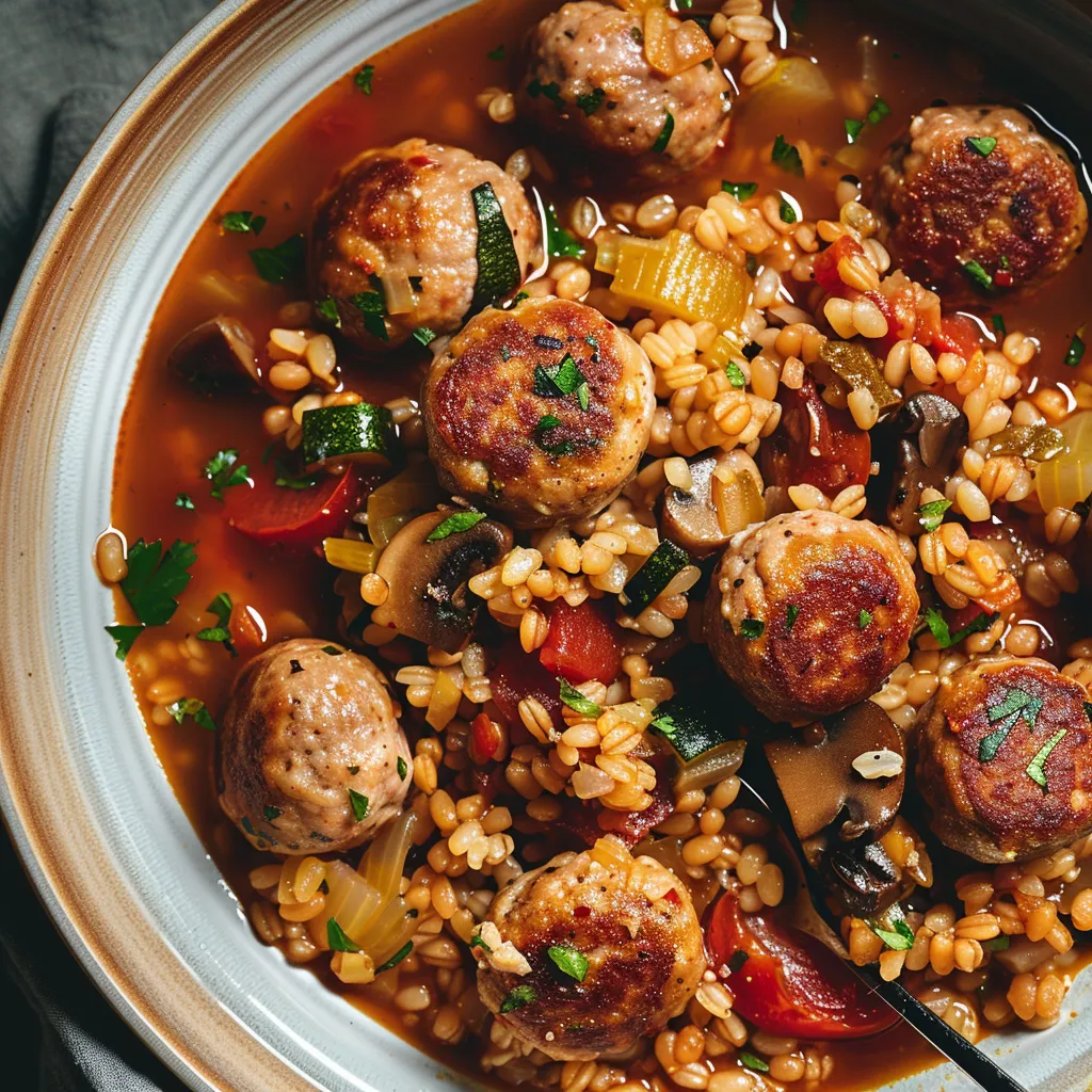Dîner à base d’orge et boulettes