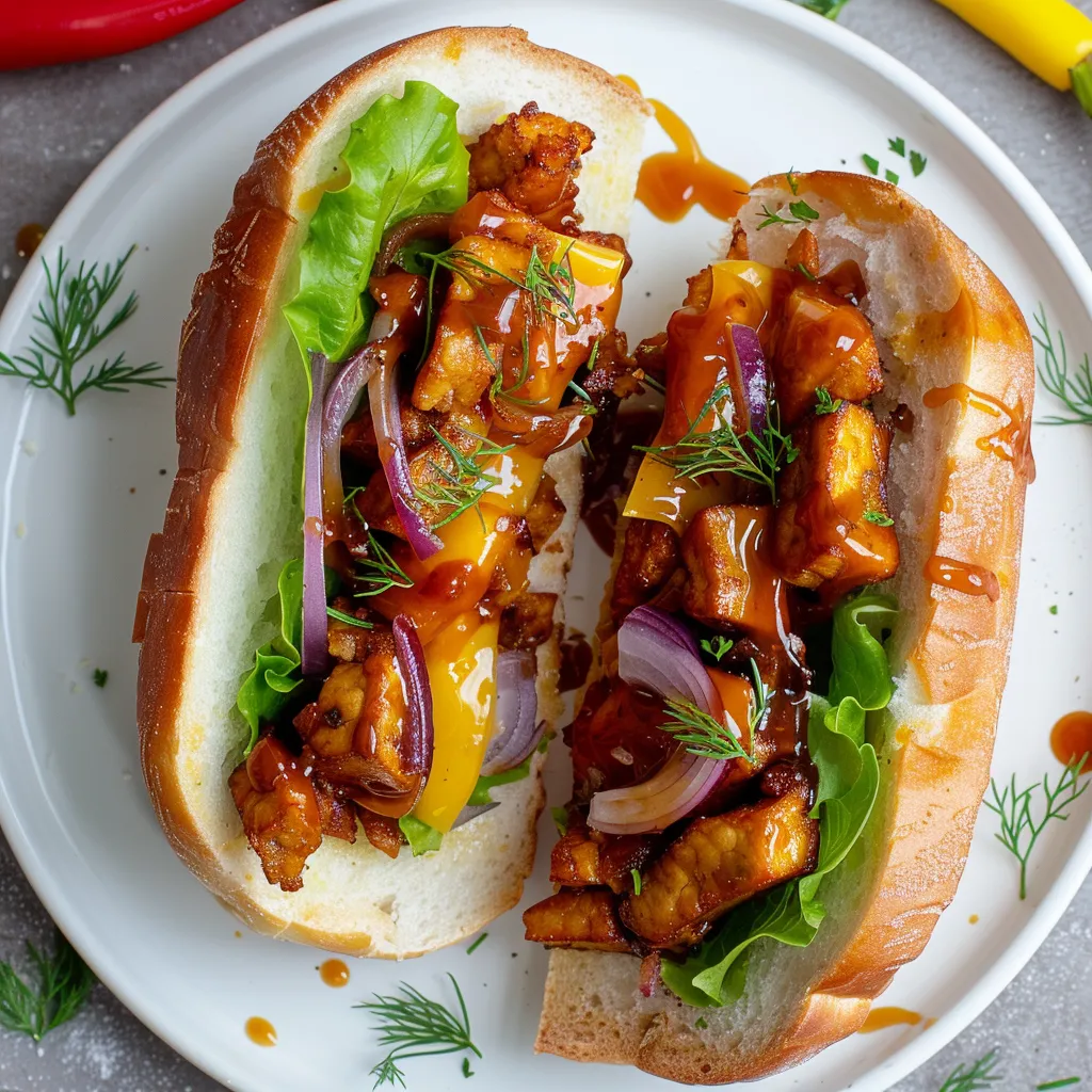 Préparation de sous-marins maison au tempeh