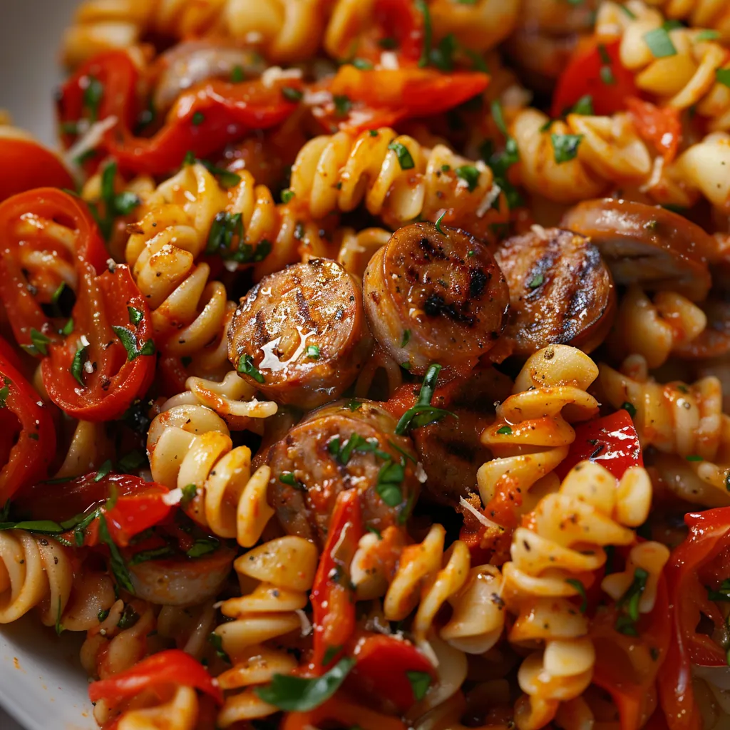 Cavatellis maison, saucisse et poivrons grillés à l’italienne