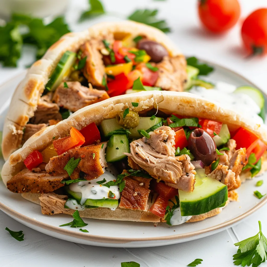 Pitas porc et légumes croquants