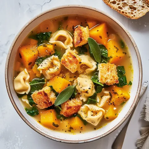 Tortellinis, courge et épinards
