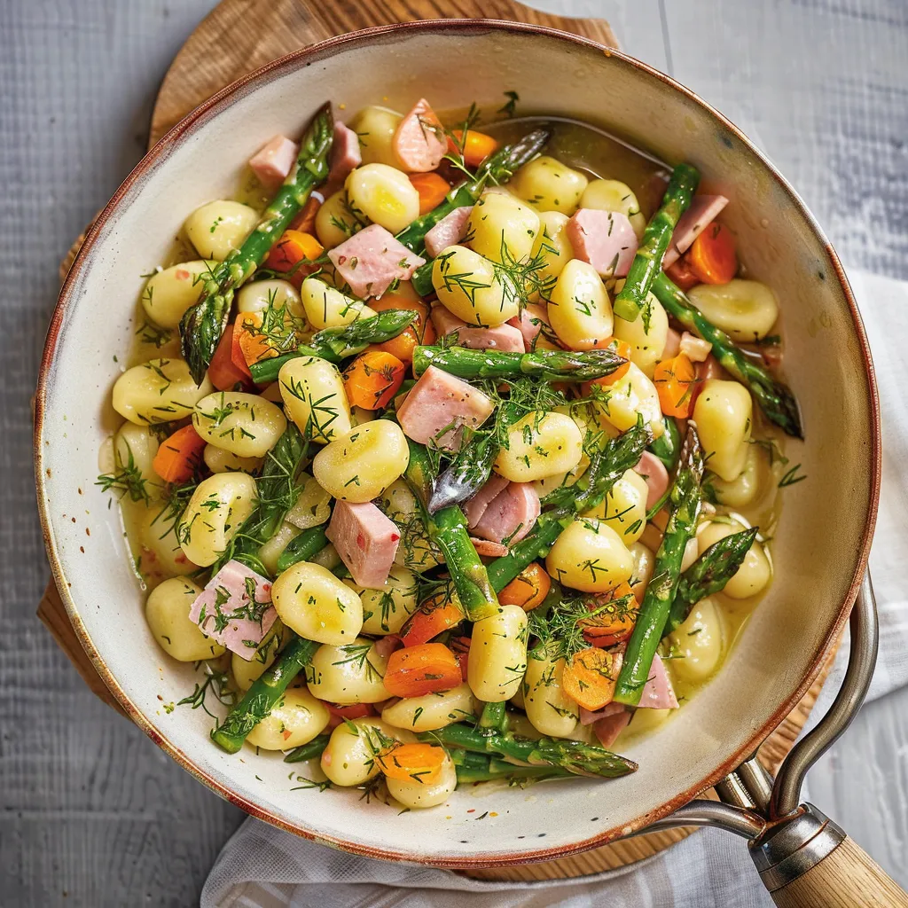 Gnocchis aux asperges et jambon