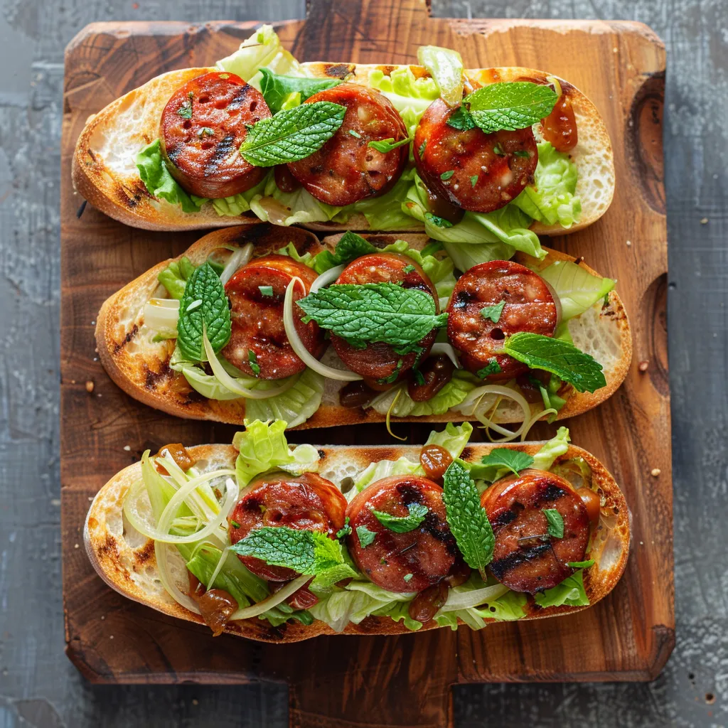 Tartines colorées aux merguez et fenouil plein de fraîcheur