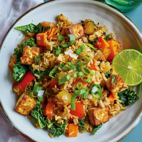 Tofu au riz et légumes
