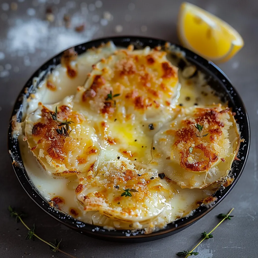 Délicieuses huîtres gratinées sortant du four