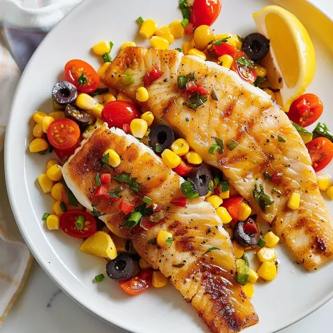 Tilapia doré avec salade croquante