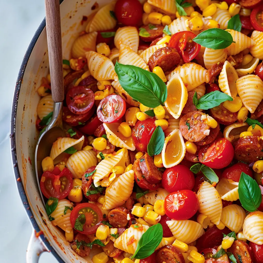 Pâtes au chorizo et basilic