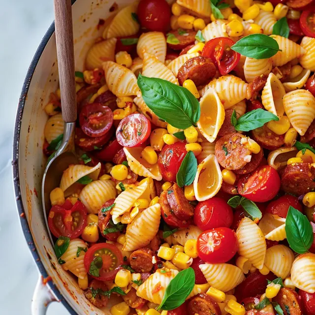 Pâtes au chorizo et basilic