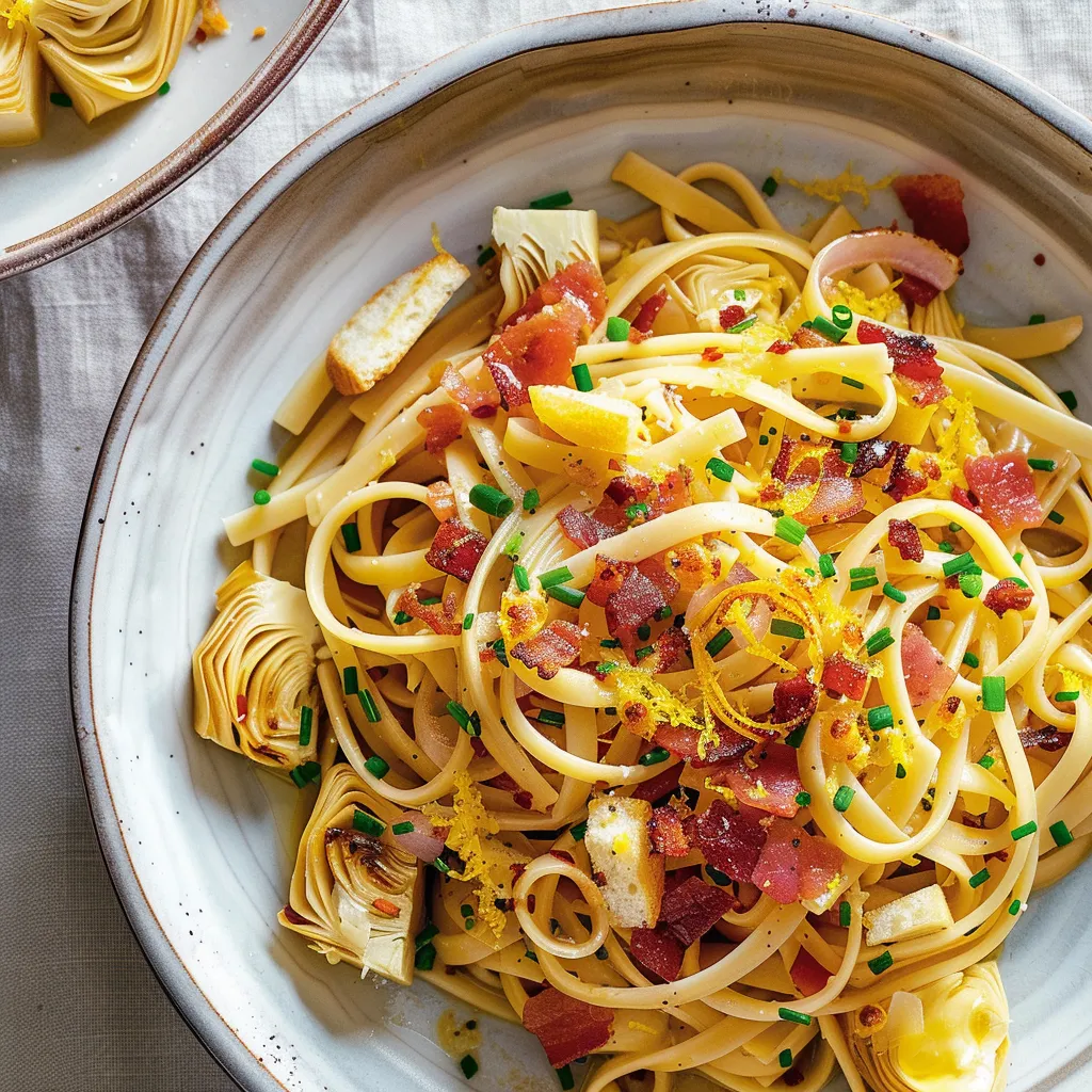 Linguines citron artichauts gourmandes