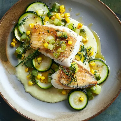Turbot doux au maïs