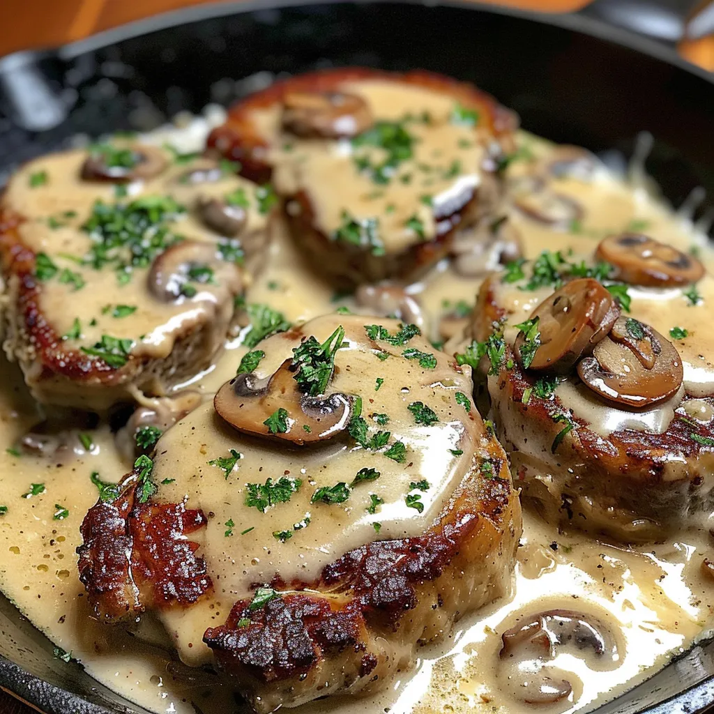 Porc cotelettes sauce crémeuse