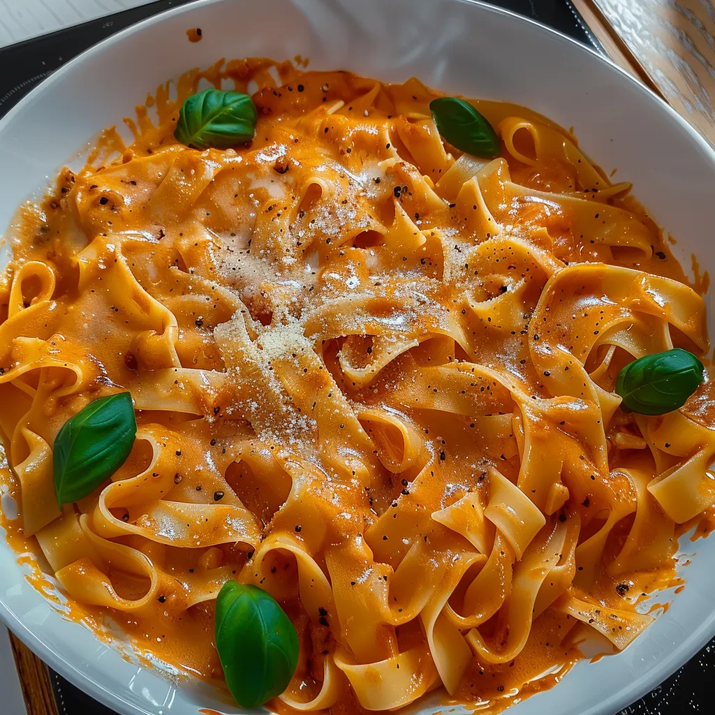 Tagliatelles sauce tomate crémeuse