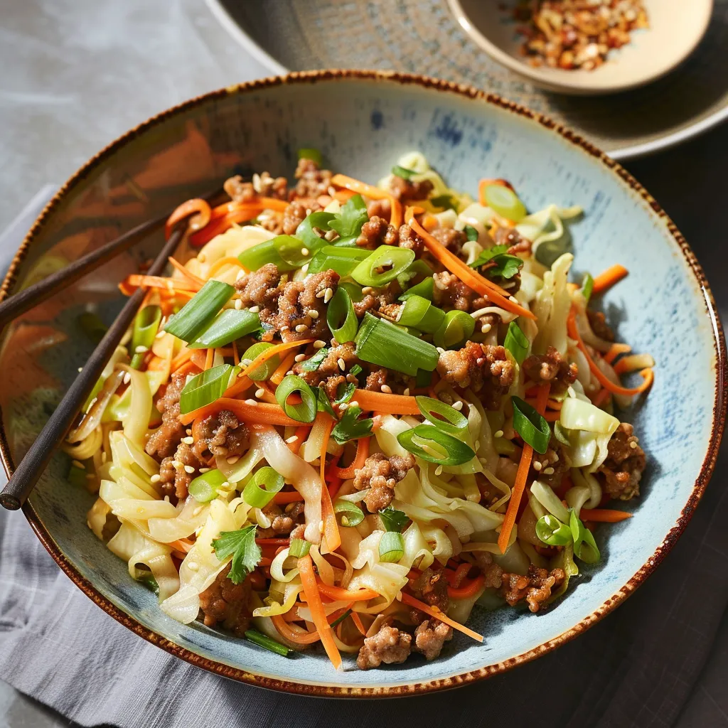 Nouilles chou porc haché gingembre