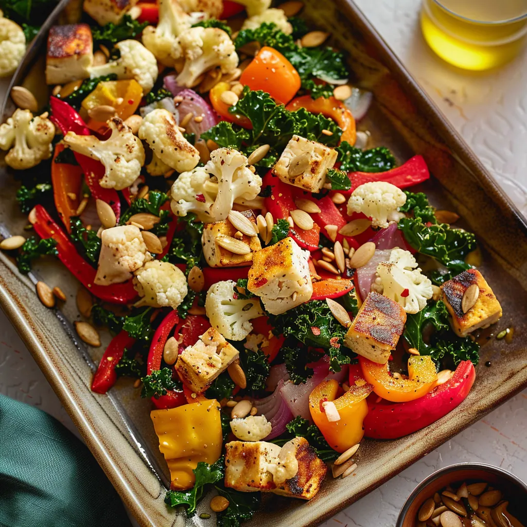 Légumes rôtis, tofu et mozzarella fondue