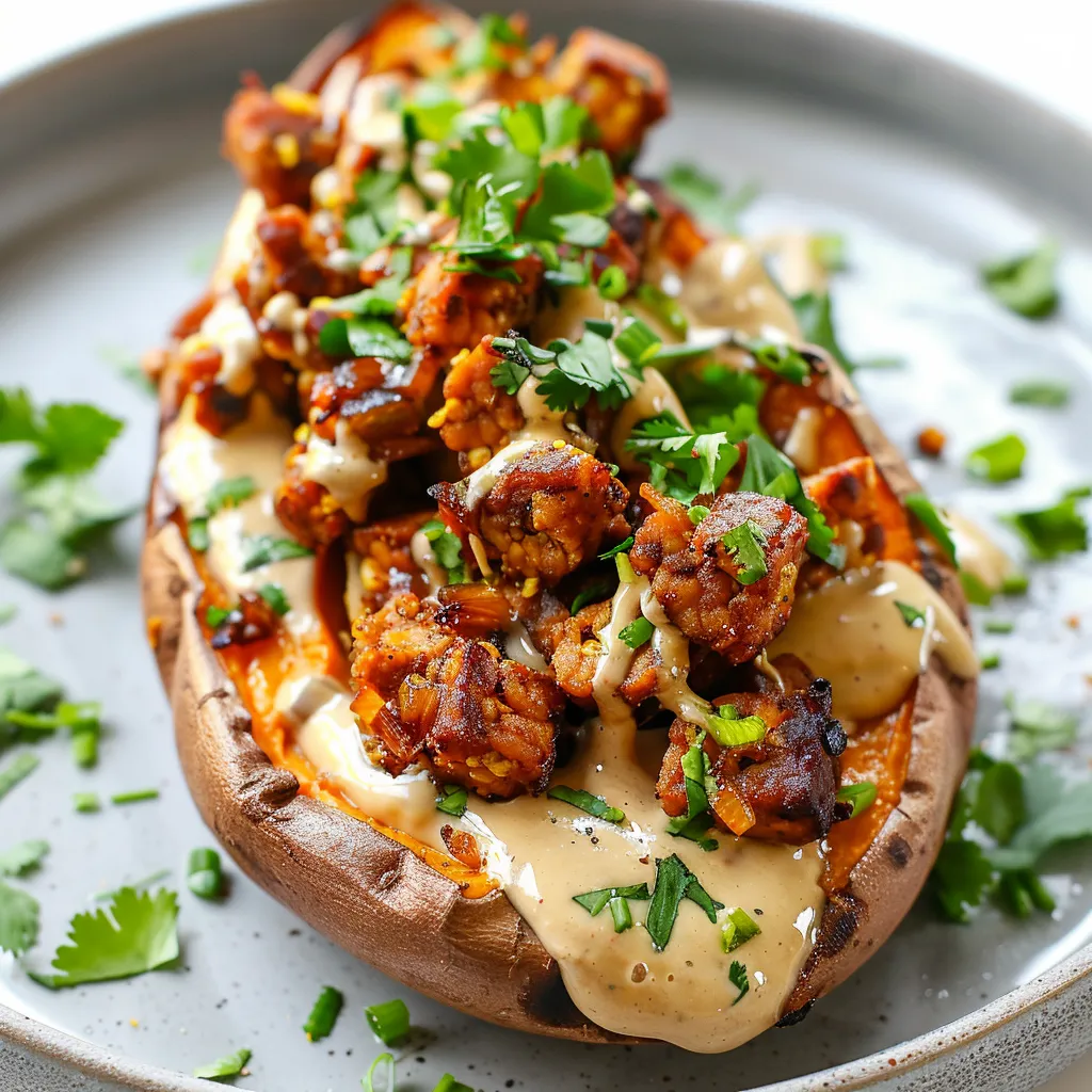 Patates douces au tempeh et sauce sésame