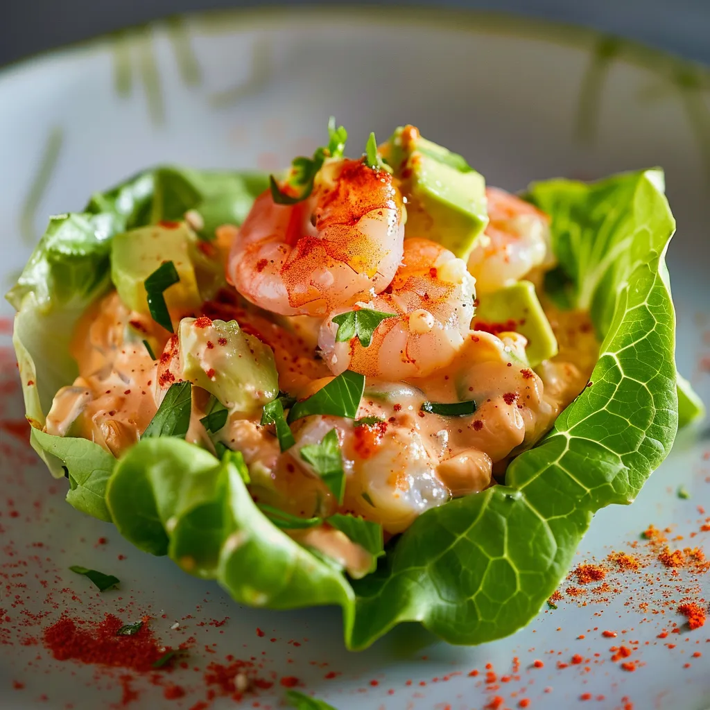 Wraps frais avocat crevettes avec sauce cocktail