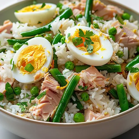 Riz thon œufs frais