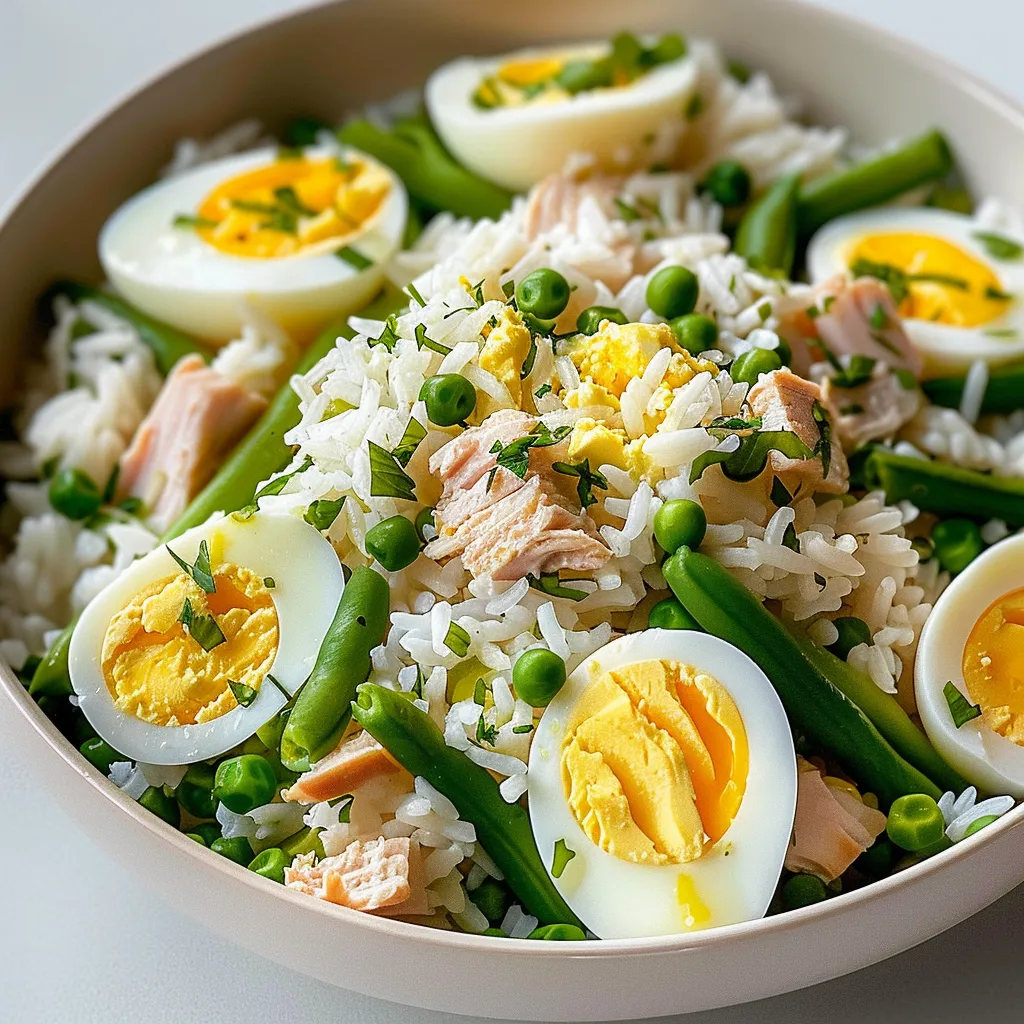 Salade fraîche thon œufs et haricots verts