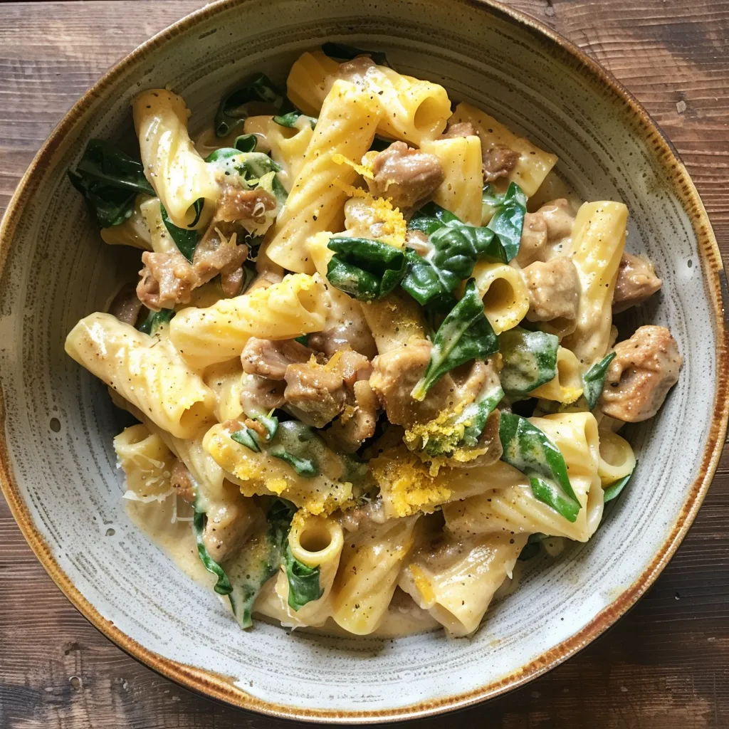 Porc braisé et moutarde accompagné de pâtes