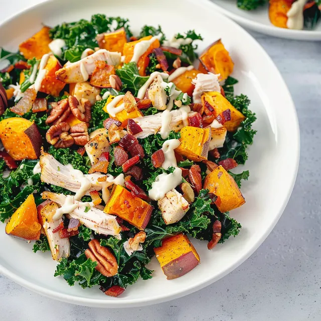 Patates douces, kale et poulet tiède