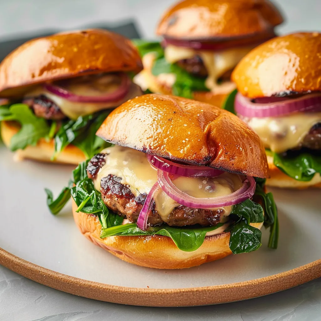 Savourez des smash burgers moelleux avec oignons rouges et épinards
